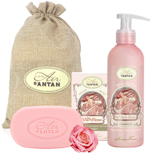 Soap and Body Cream Set in Jute Bag La Vie en Rose